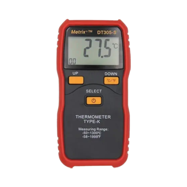 Metrix+DT305S Digital Thermometer with K-type thermocouple as measuring sensor with measuring range upto 250°C,°C to °F convertible,Compact & Ergonomic,Gift box packing